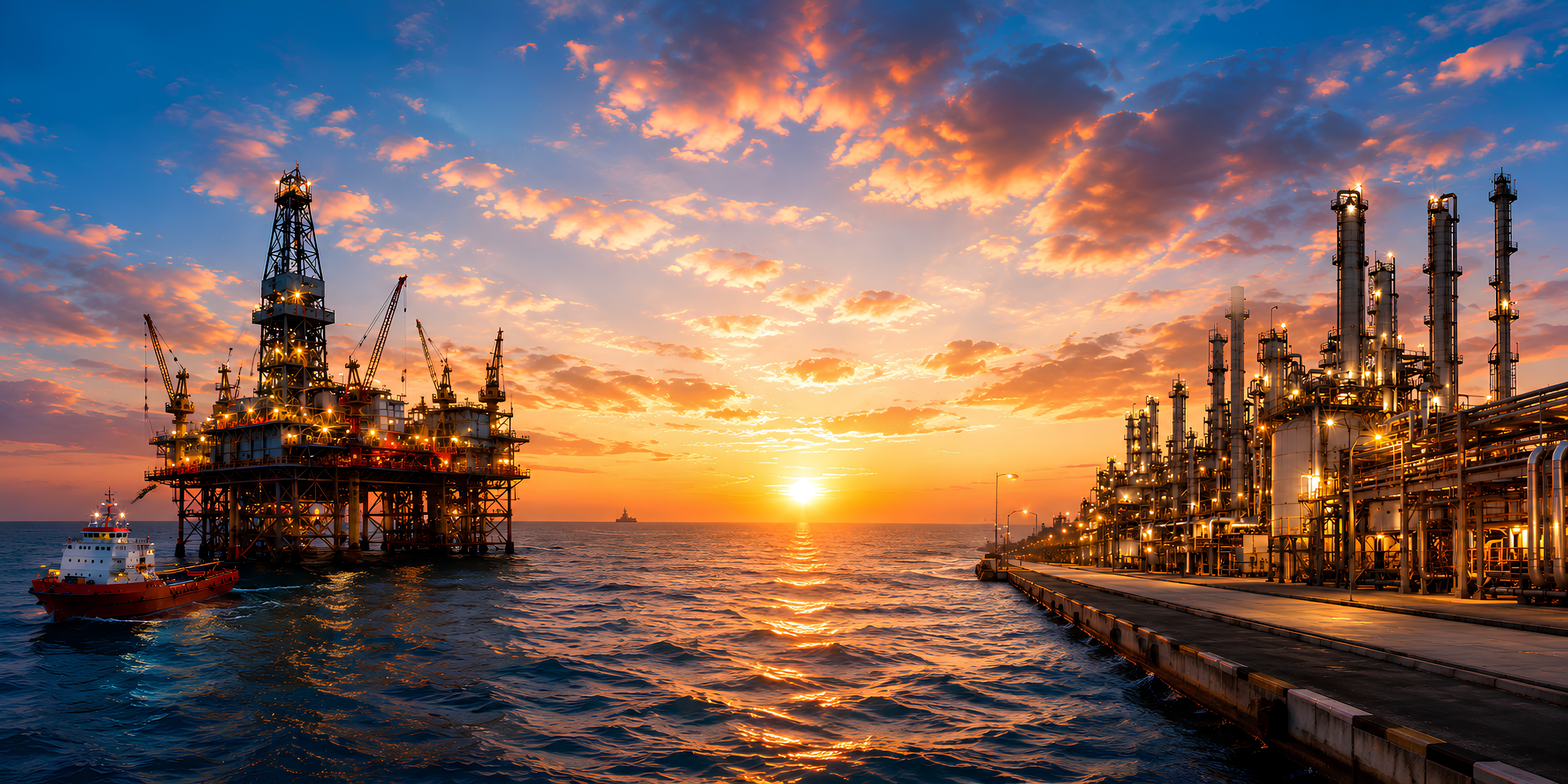 Offshore oil platform and industrial energy career background